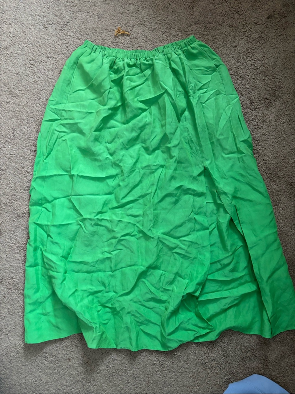 Women's Bright Green Elastic-Waist Maxi Skirt